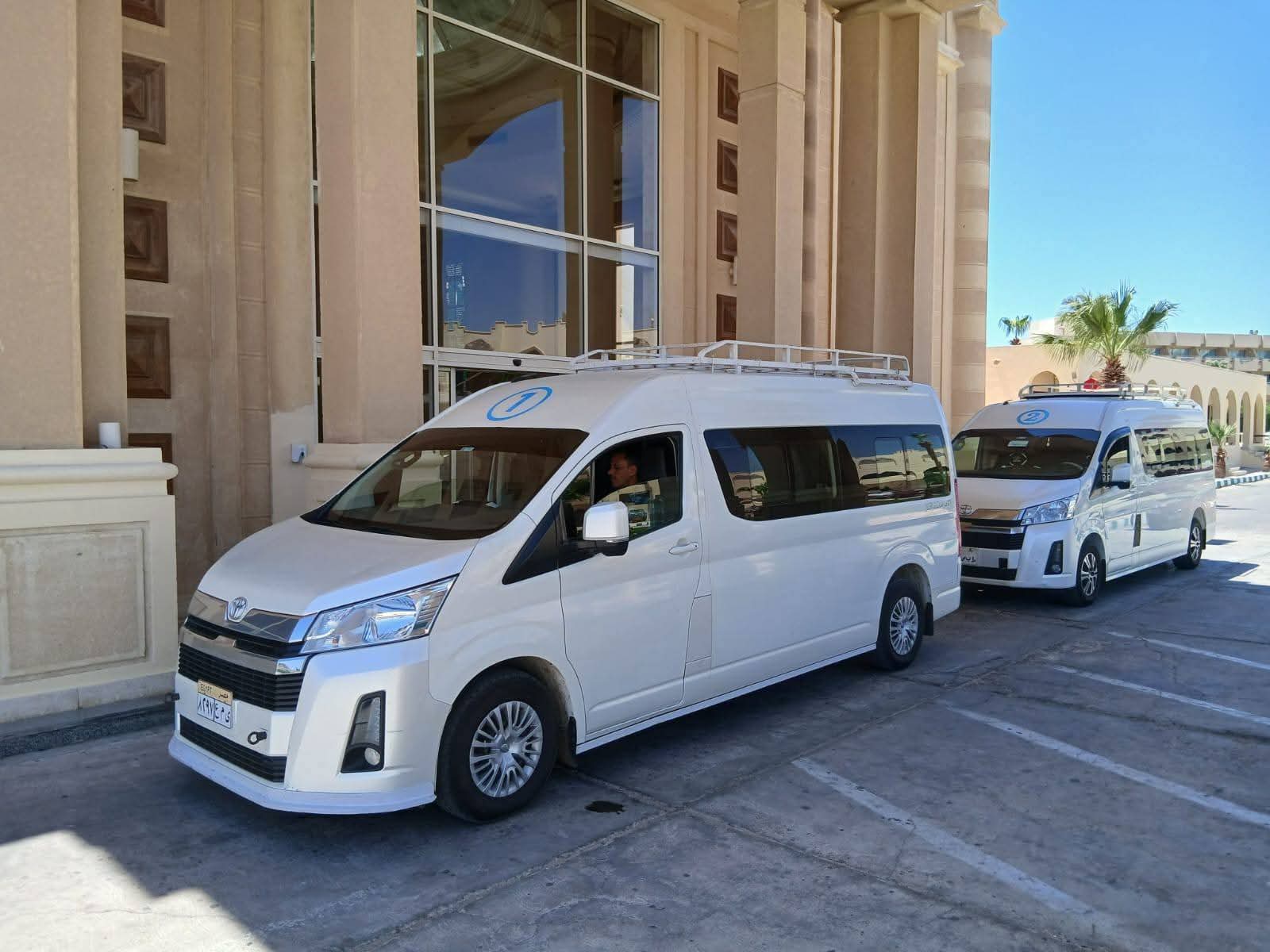 Hotel transfer minibuses for the Ozirea Island trip